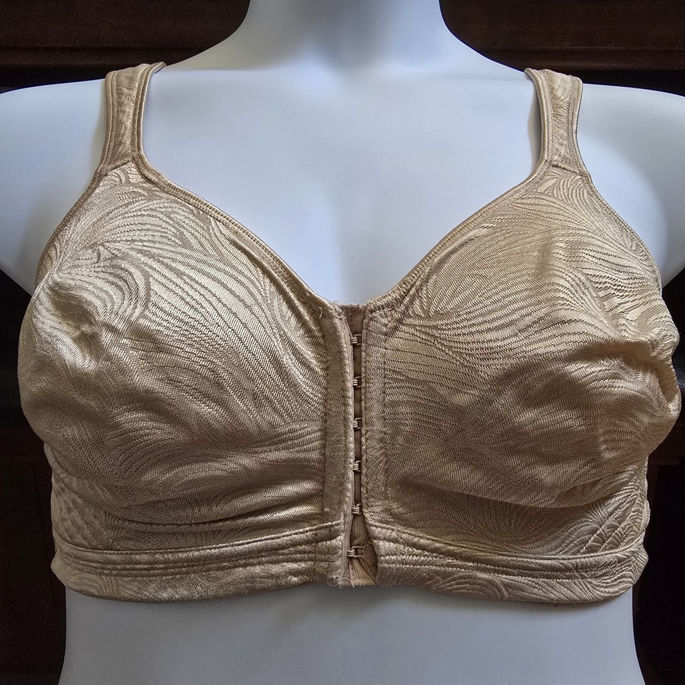 Playtex Women's Sz 38DD Nude Bra 18 Hour Front Close Wirefree Extra Back Support